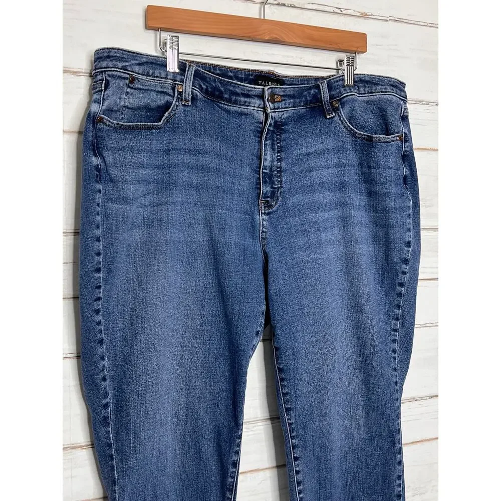 Talbots Plus Size 22W Petite Slim Ankle Jeans Medium Wash Denim Raw Hem